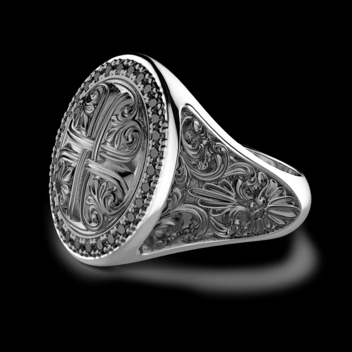 Zancan Gioielli Rings>Zancan Silver Ring With Black Stones.