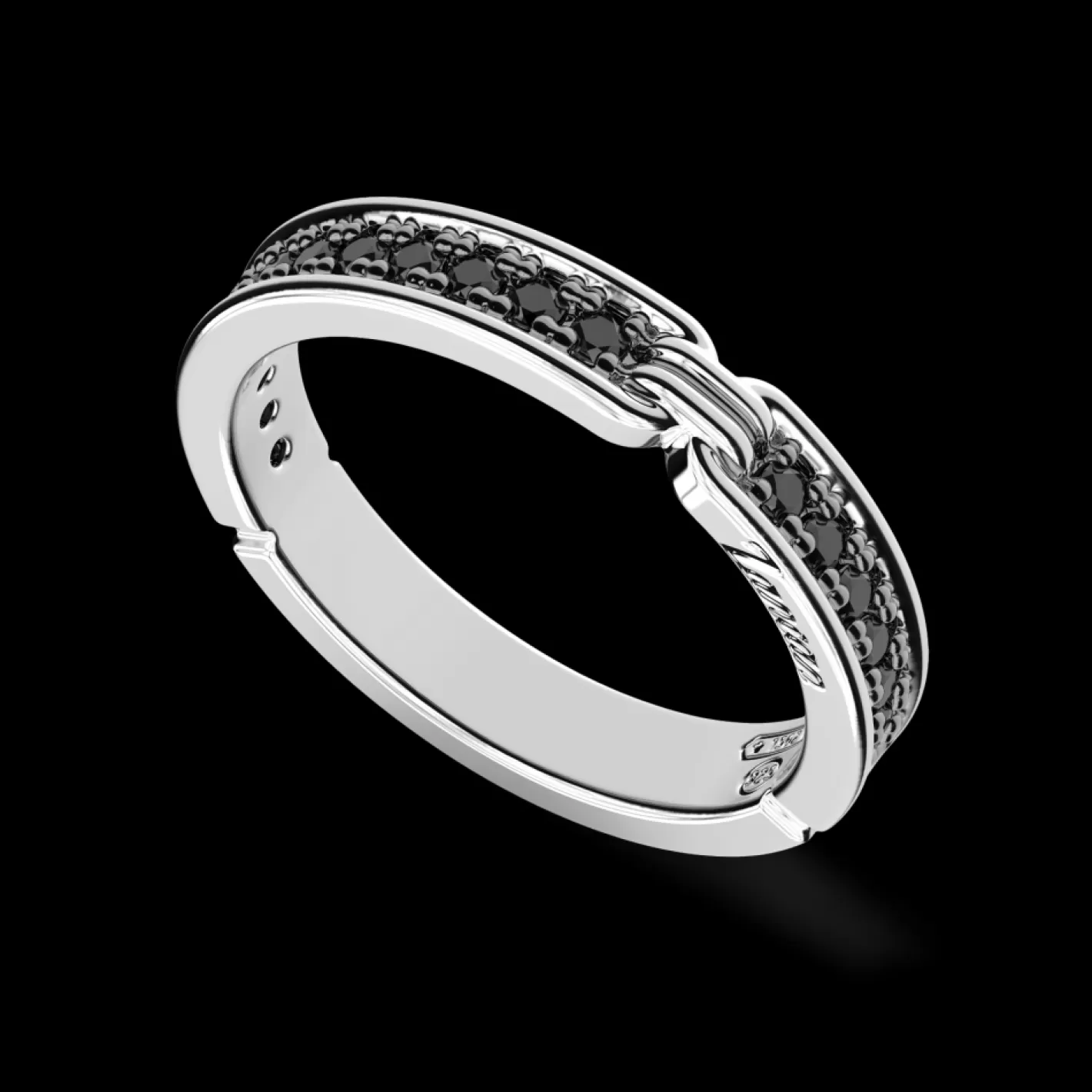 Zancan Gioielli Rings>Zancan Silver Ring With Black Stones.