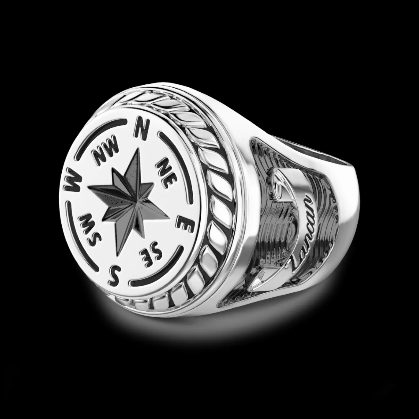 Zancan Gioielli Rings>Zancan Silver Ring With Engraved Wind Rose.