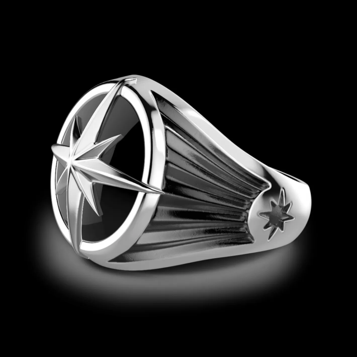 Zancan Gioielli Rings>Zancan Silver Ring With Iconic Wind Rose On Onyx.