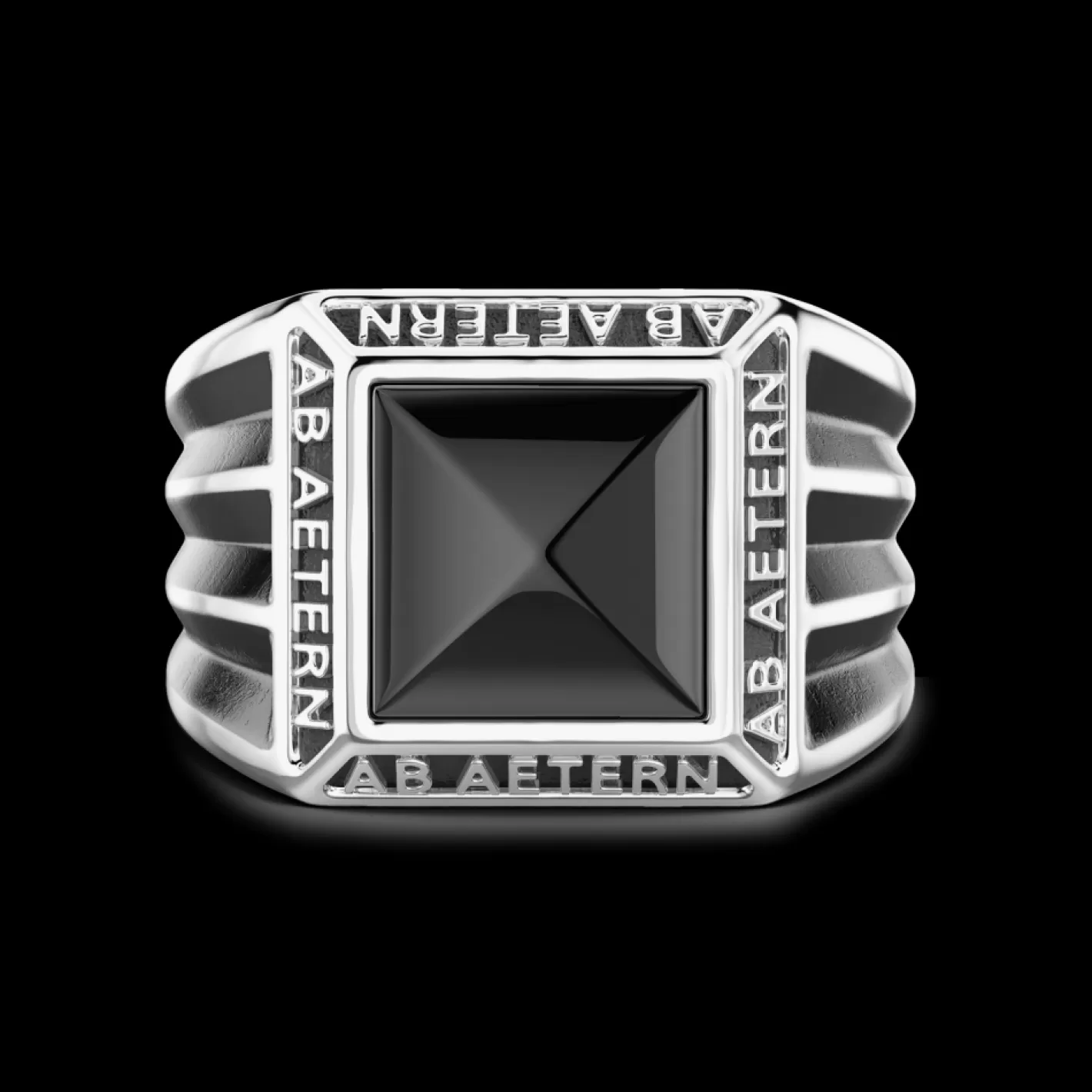 Zancan Gioielli Rings>Zancan Silver Ring With Inscription In Latin And Onyx.