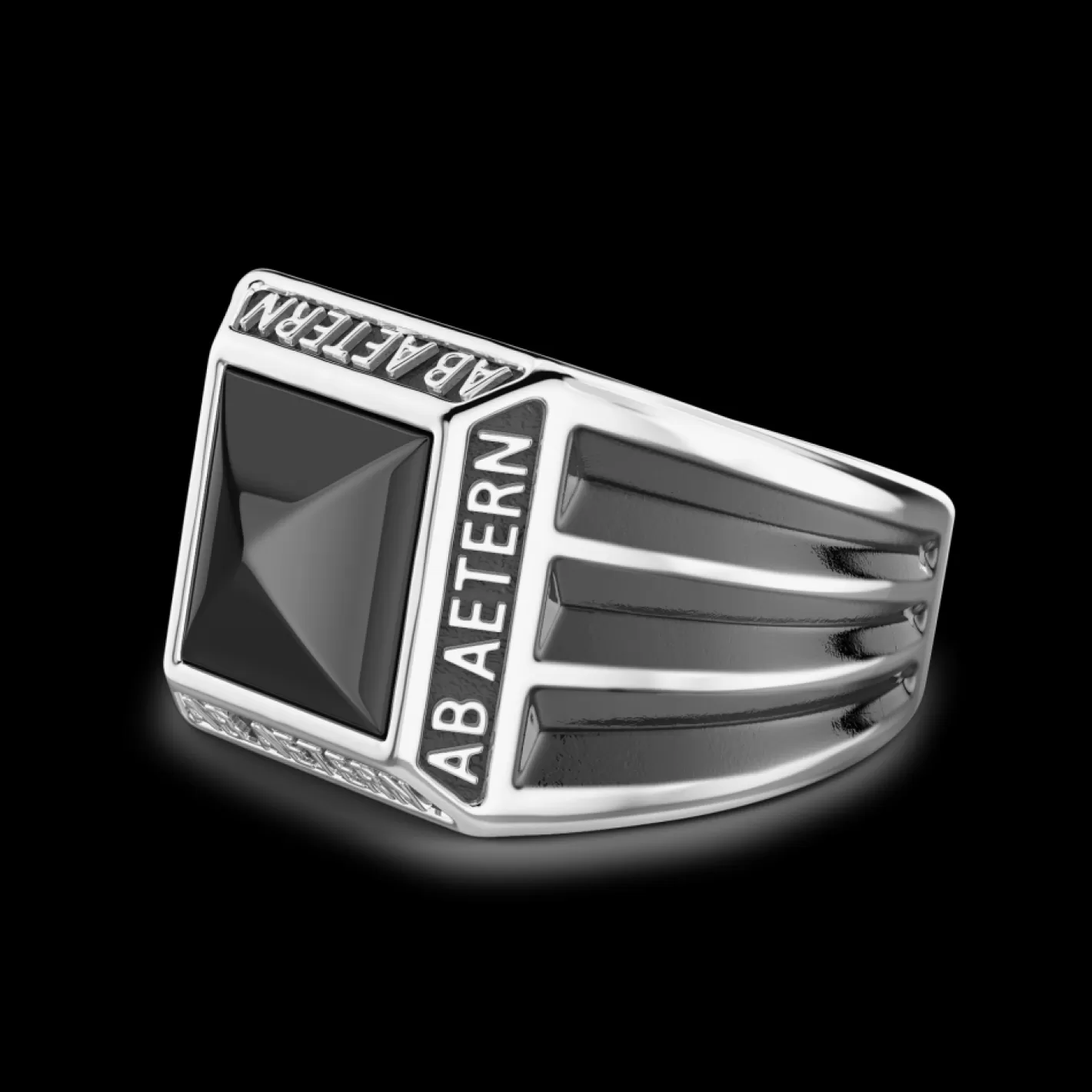 Zancan Gioielli Rings>Zancan Silver Ring With Inscription In Latin And Onyx.