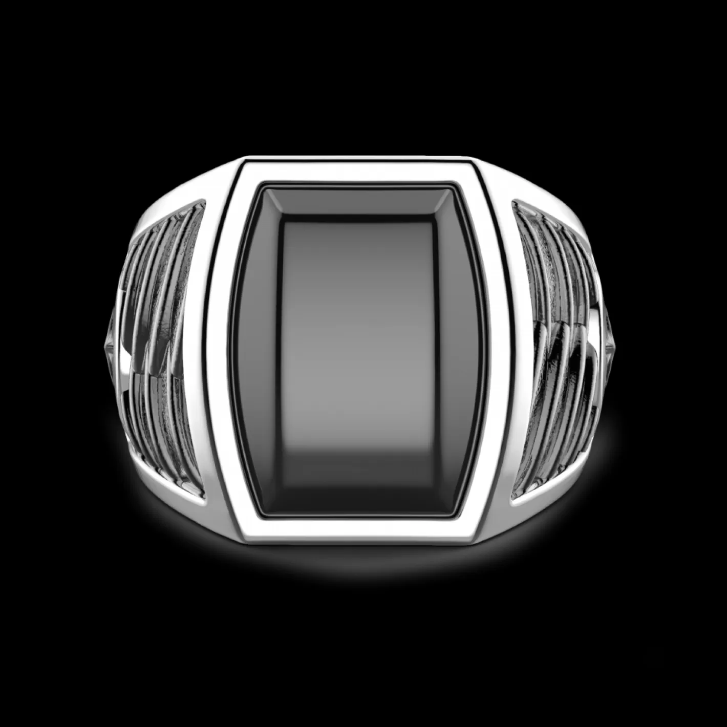 Zancan Gioielli Rings>Zancan Silver Ring With Onyx.