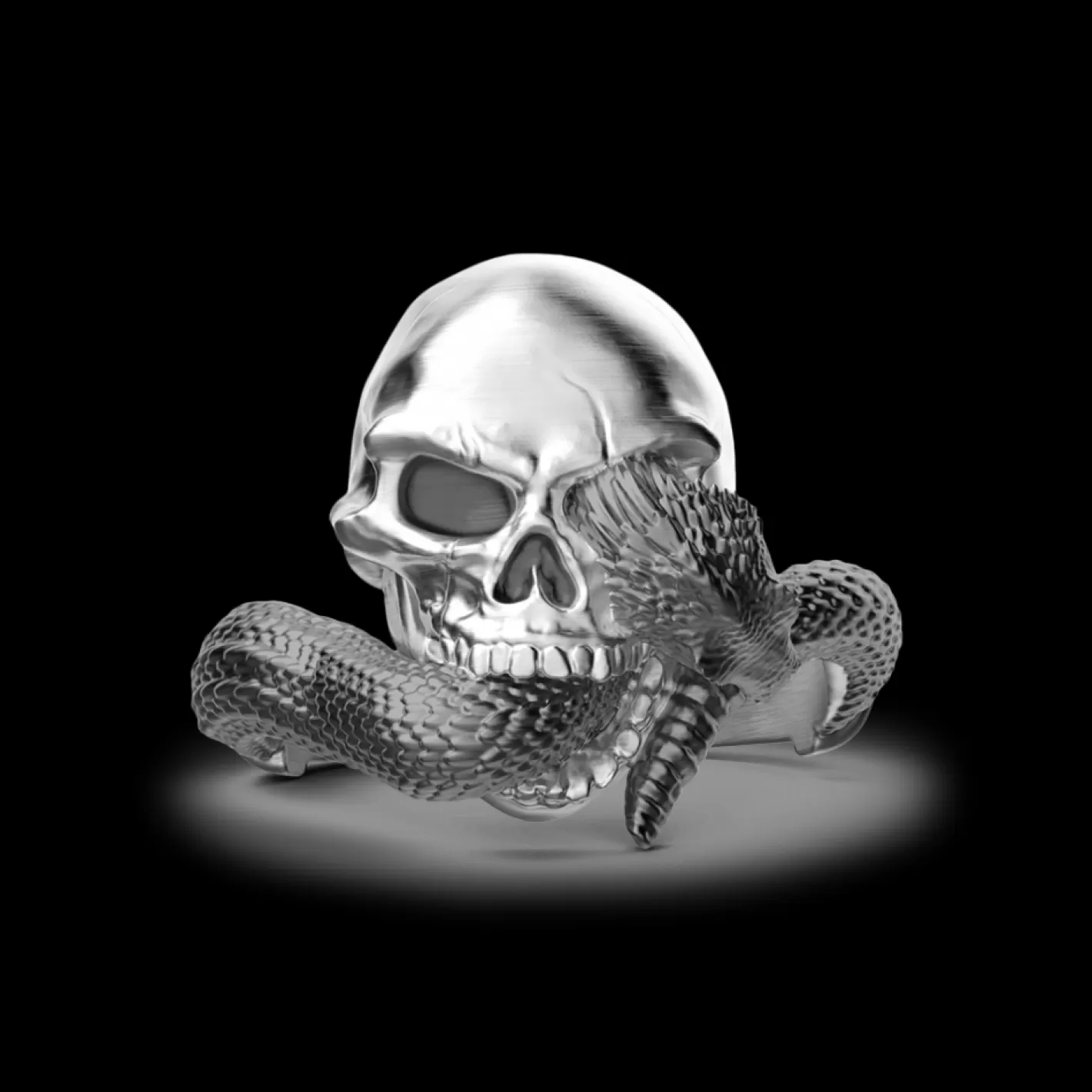 Zancan Gioielli Rings>Zancan Silver Ring With Skull And Serpent.