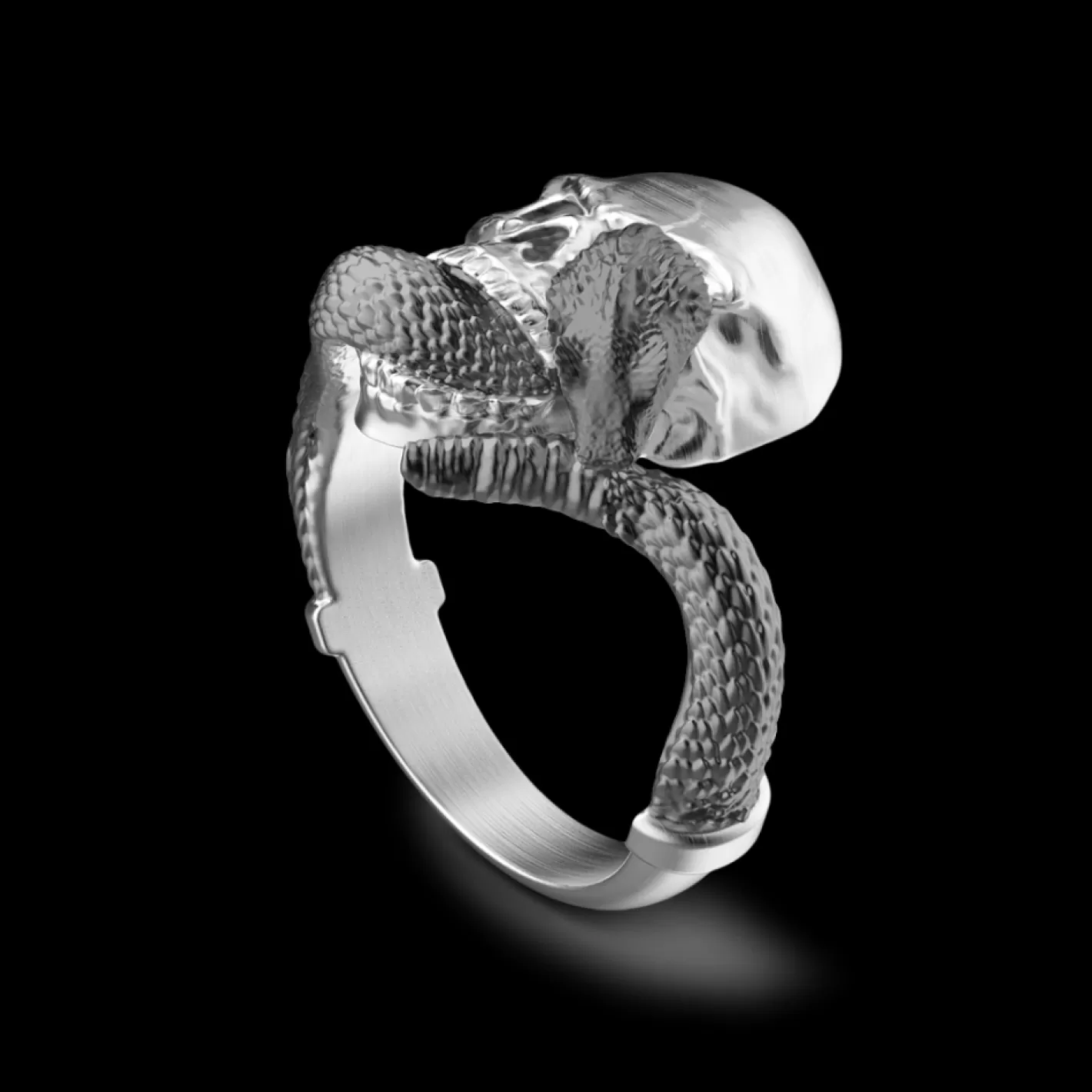 Zancan Gioielli Rings>Zancan Silver Ring With Skull And Serpent.