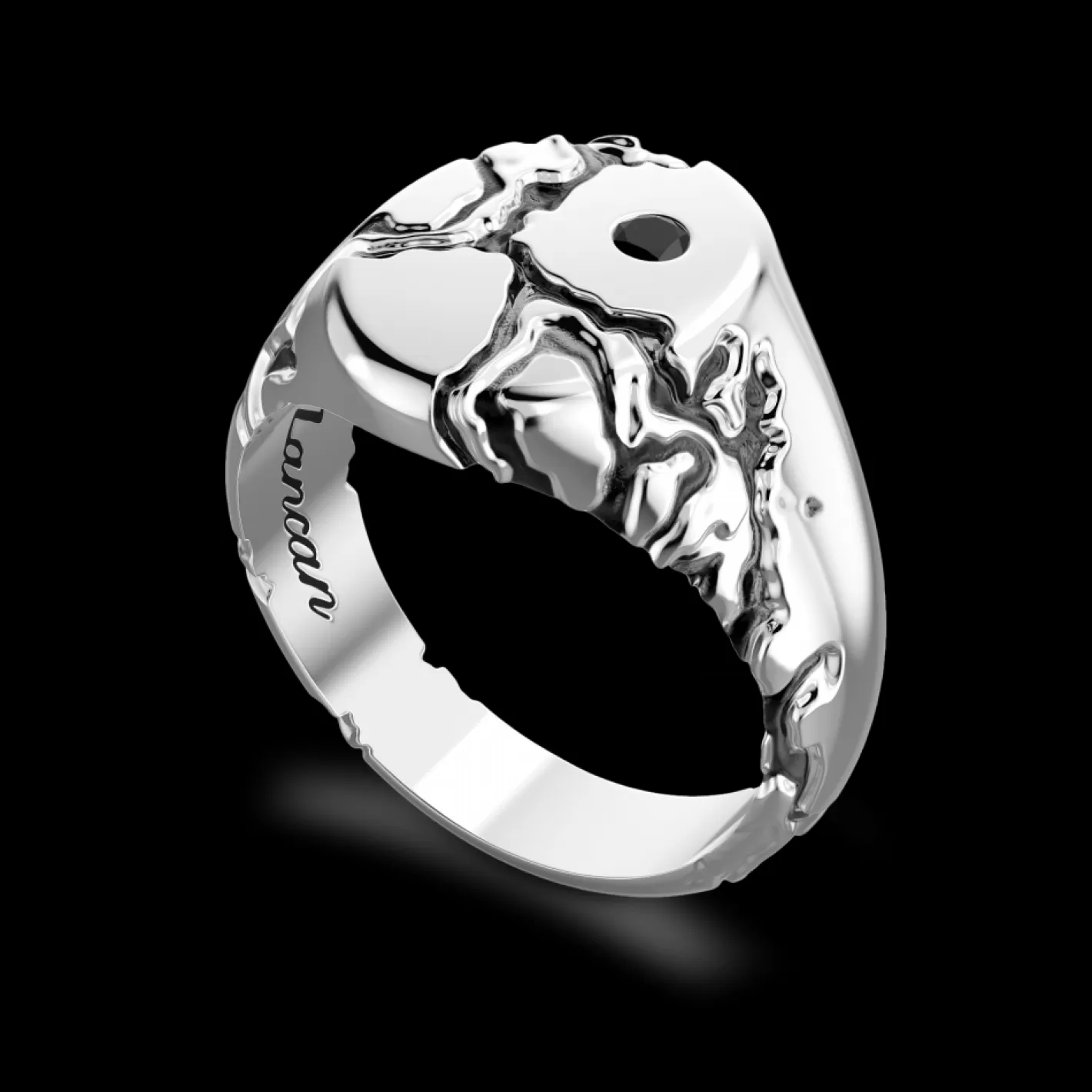 Zancan Gioielli Rings>Zancan Silver Signet Ring With Black Stone.