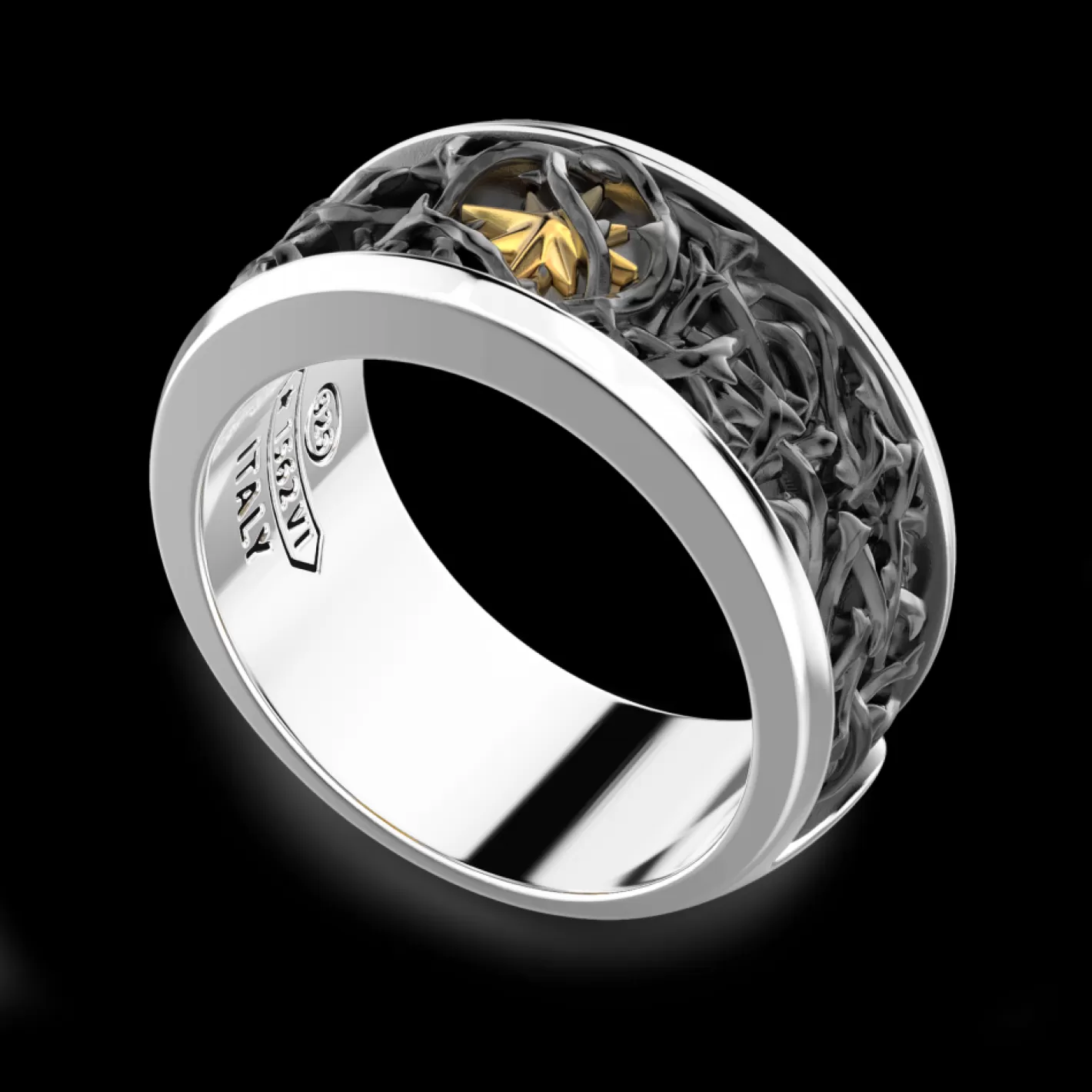 Zancan Gioielli Rings>Zancan Silver Thorny Band Ring.