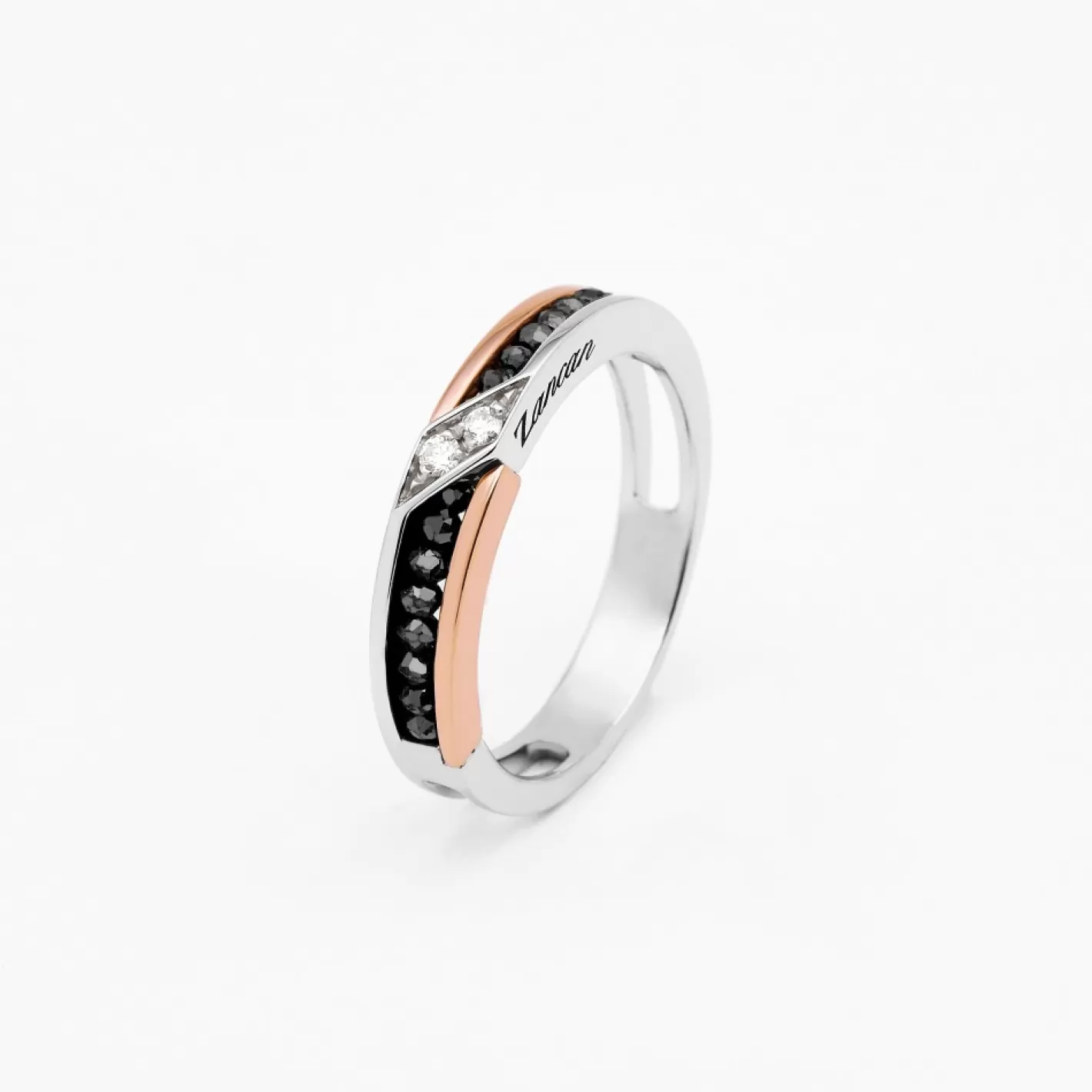 Zancan Gioielli Rings>Zancan White And Rose Gold Ring With Diamonds.