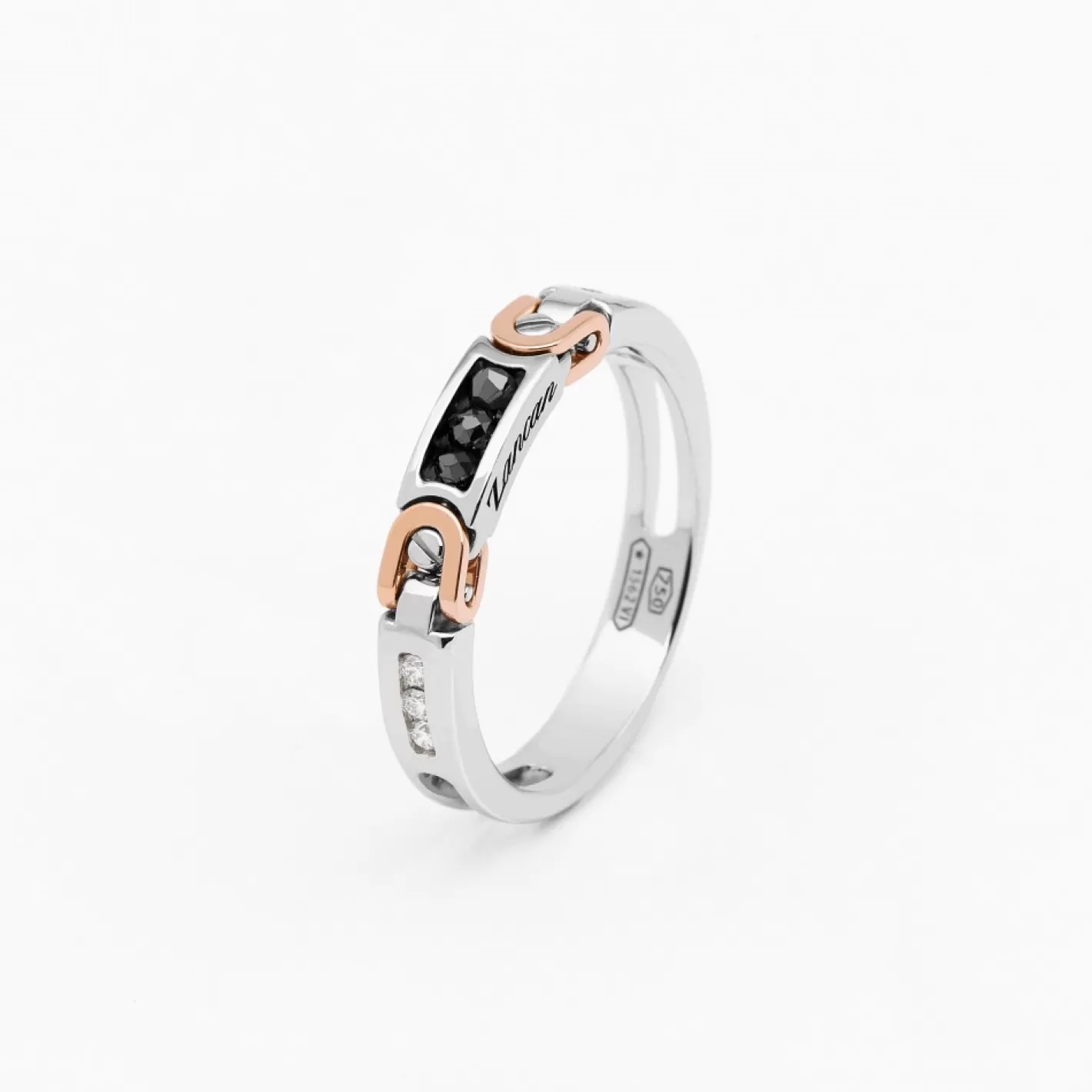 Zancan Gioielli Rings>Zancan White And Rose Gold Ring With Diamonds.