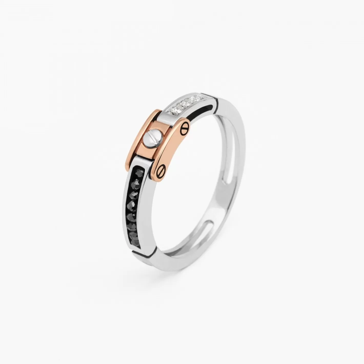 Zancan Gioielli Rings>Zancan White And Rose Gold Ring With Diamonds.