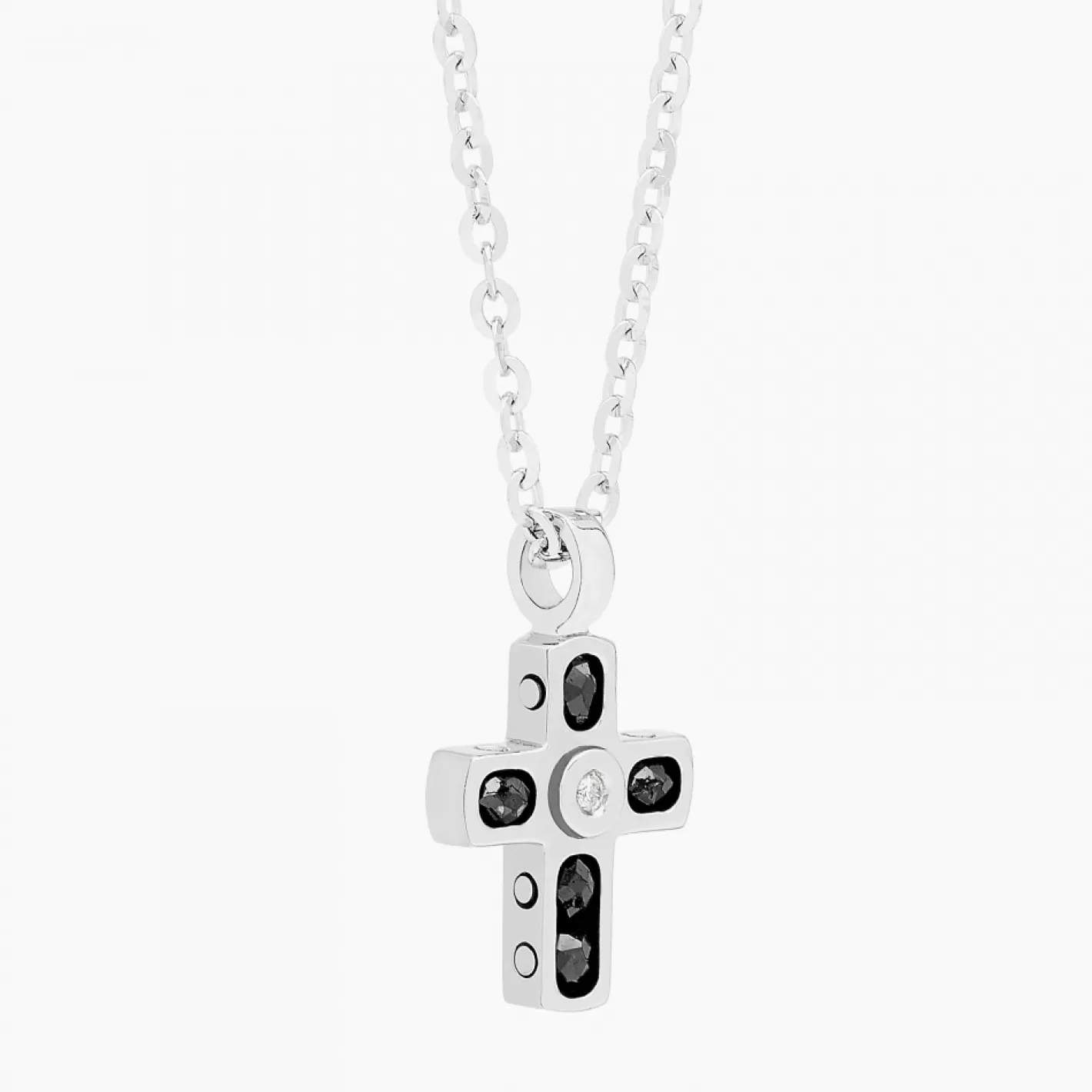 Zancan Gioielli Necklaces>Zancan White Gold Necklace With Cross And Diamonds.