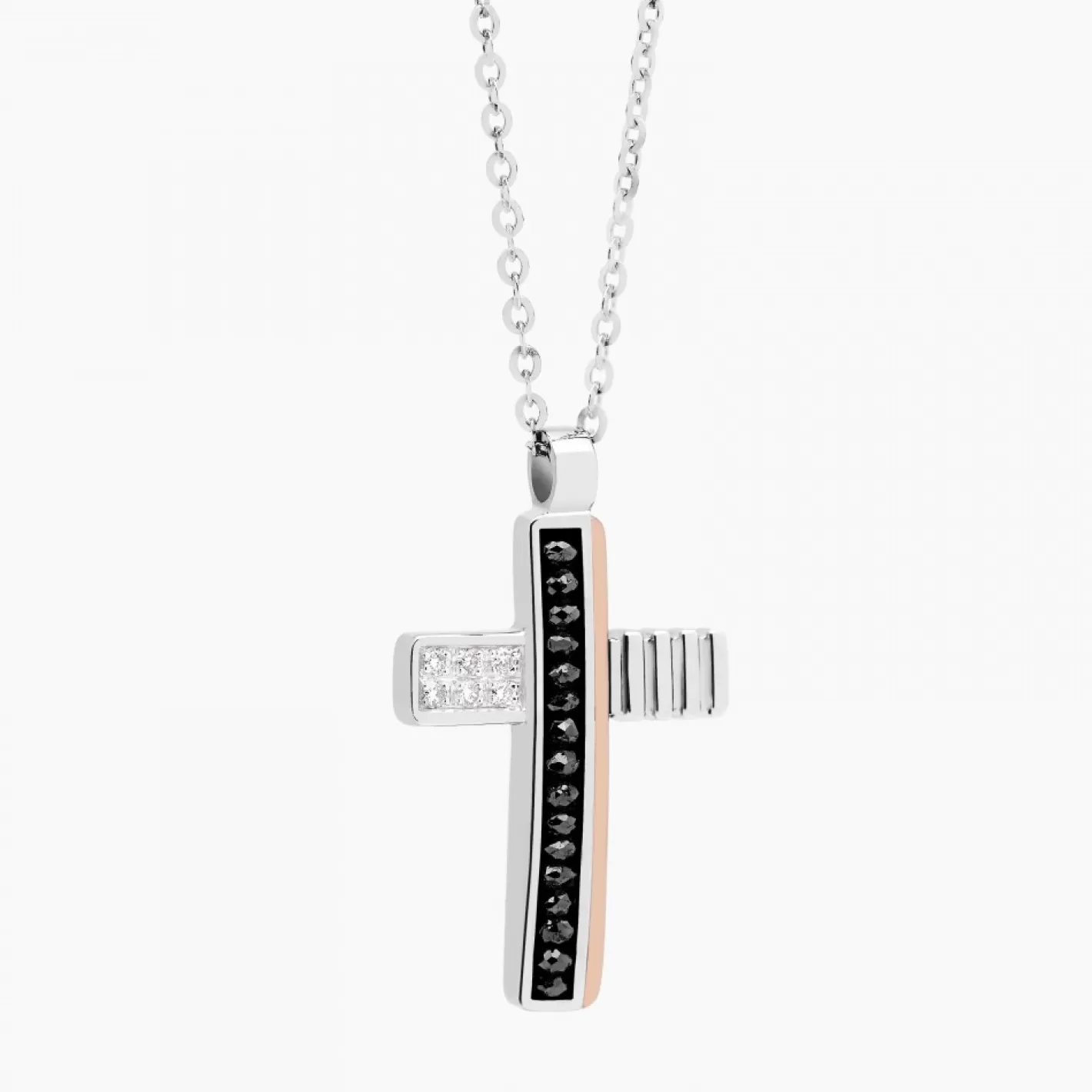 Zancan Gioielli Necklaces>Zancan White Gold Necklace With Cross And Diamonds.