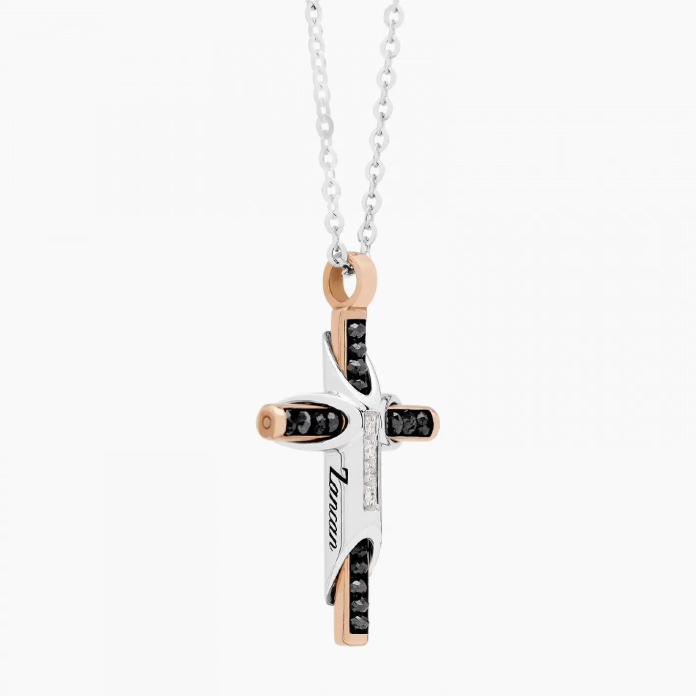 Zancan Gioielli Necklaces>Zancan White Gold Necklace With Cross And Diamonds.
