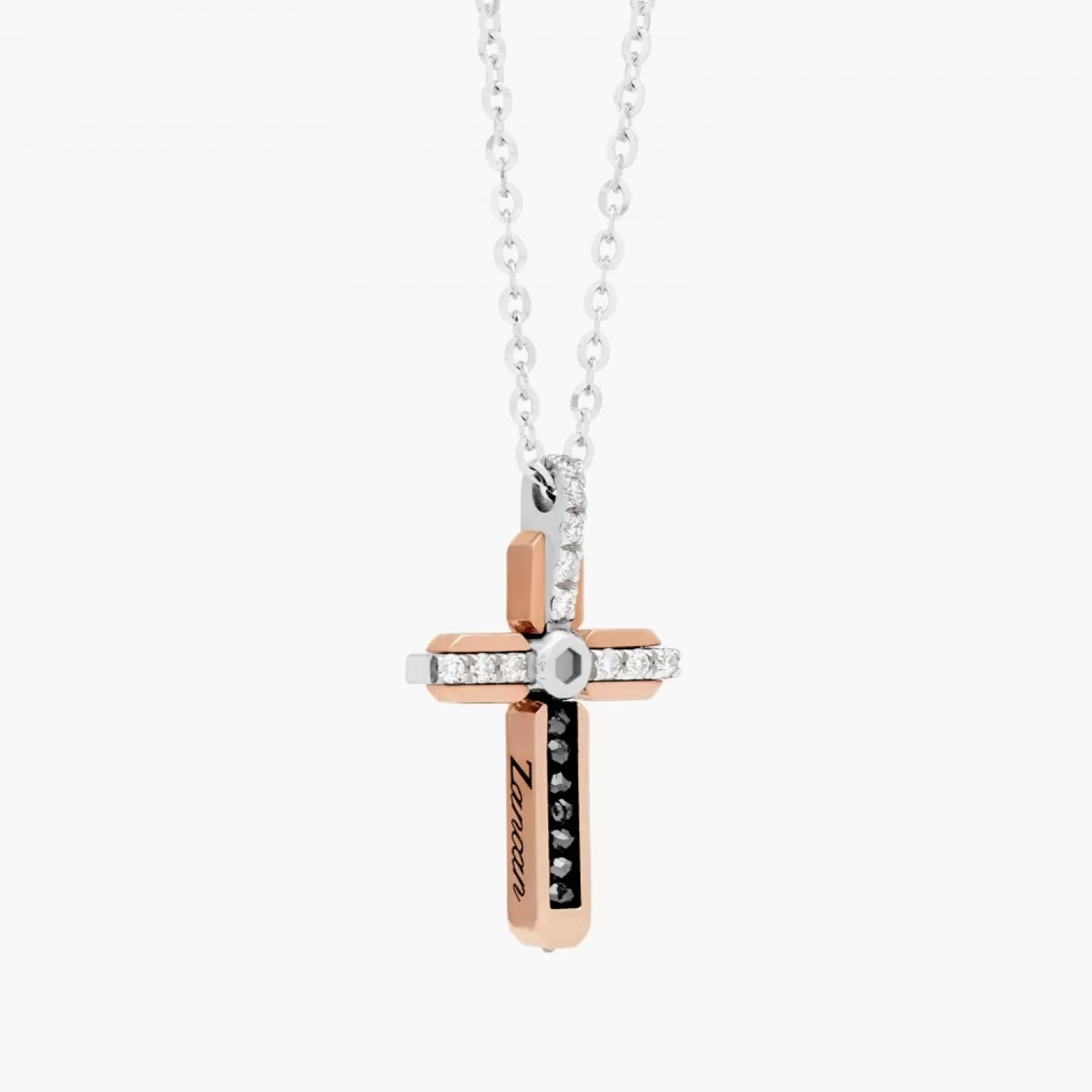 Zancan Gioielli Necklaces>Zancan White Gold Necklace With Cross And Diamonds.