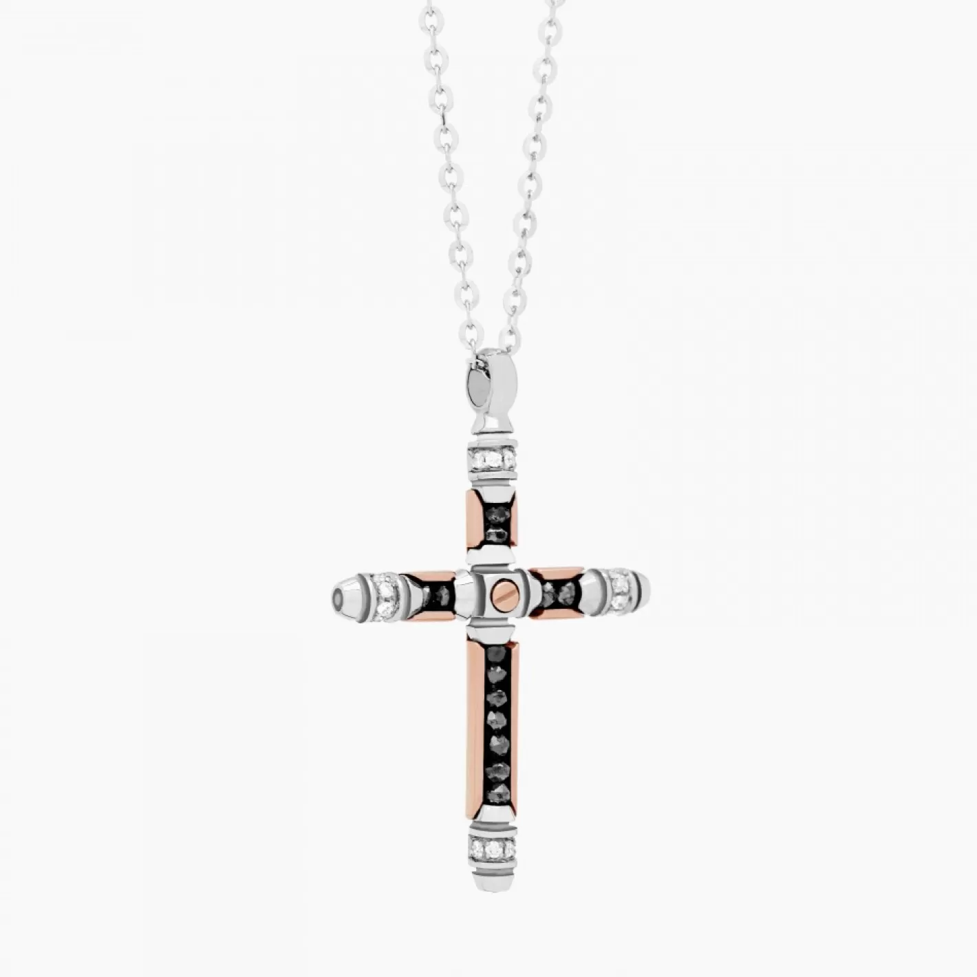 Zancan Gioielli Necklaces>Zancan White Gold Necklace With Cross And Diamonds.
