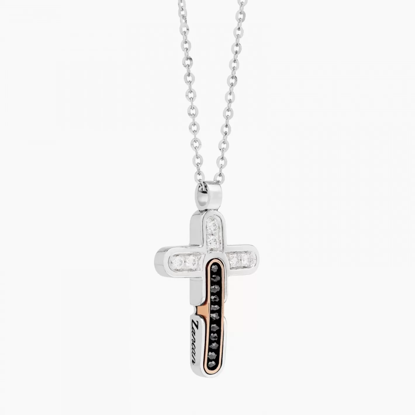 Zancan Gioielli Necklaces>Zancan White Gold Necklace With Cross And Diamonds.