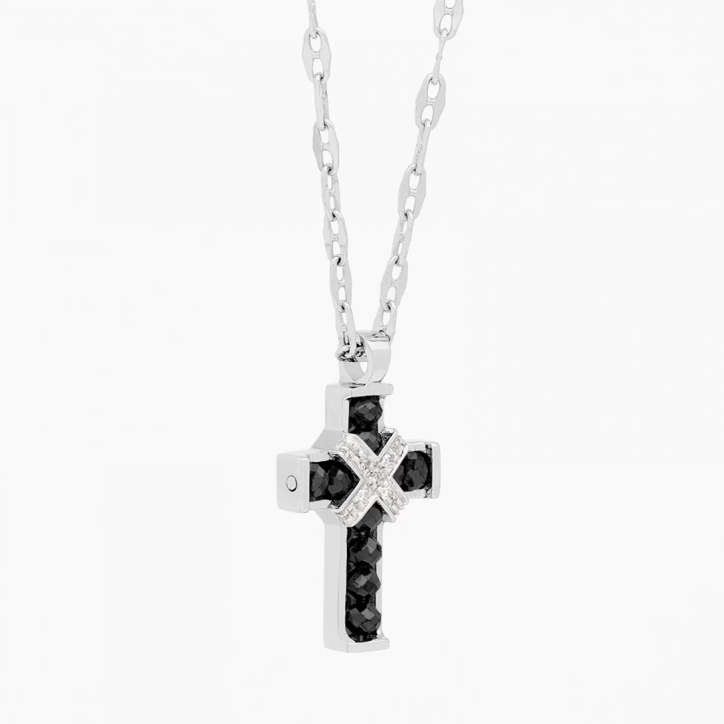 Zancan Gioielli Necklaces>Zancan White Gold Necklace With Cross And Diamonds.