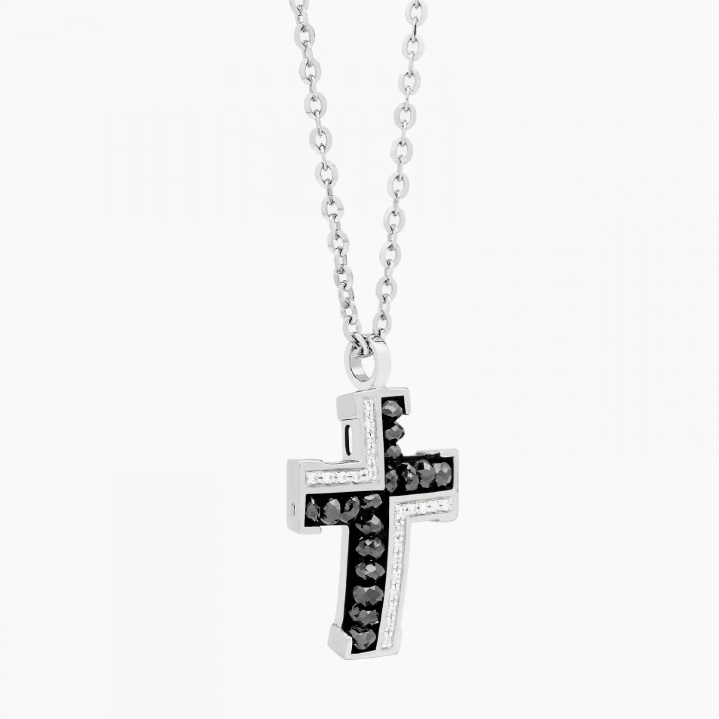Zancan Gioielli Necklaces>Zancan White Gold Necklace With Cross And Diamonds.