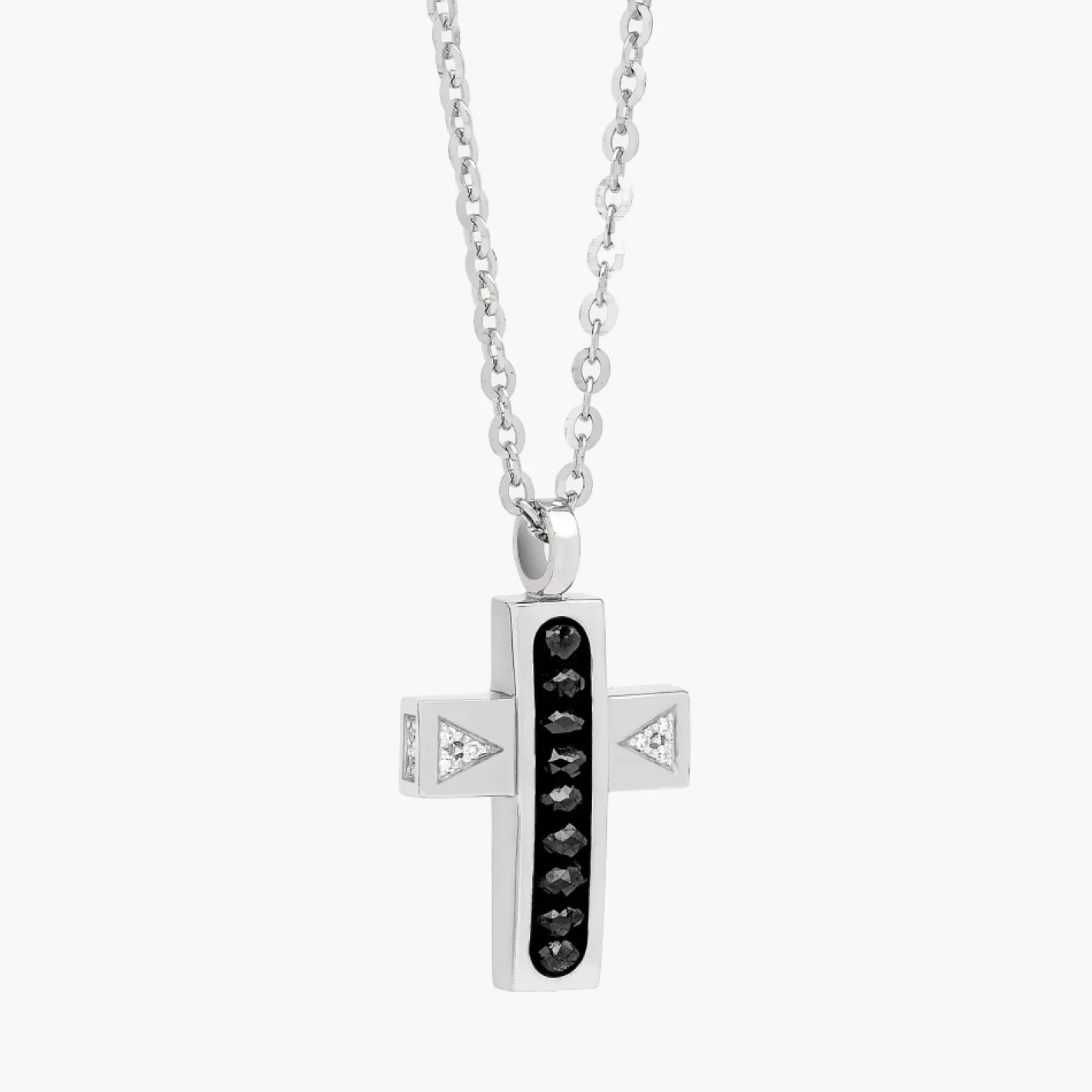 Zancan Gioielli Necklaces>Zancan White Gold Necklace With Cross And Diamonds.