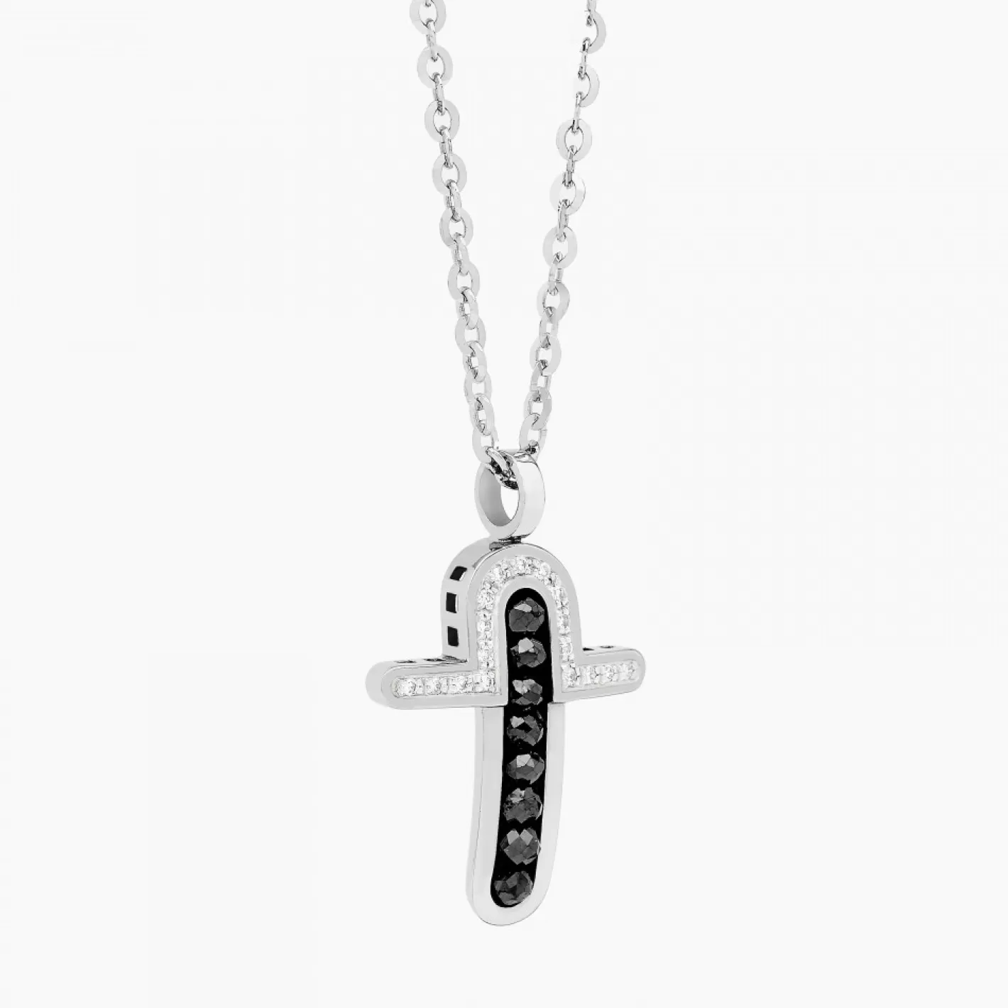 Zancan Gioielli Necklaces>Zancan White Gold Necklace With Cross And Diamonds.