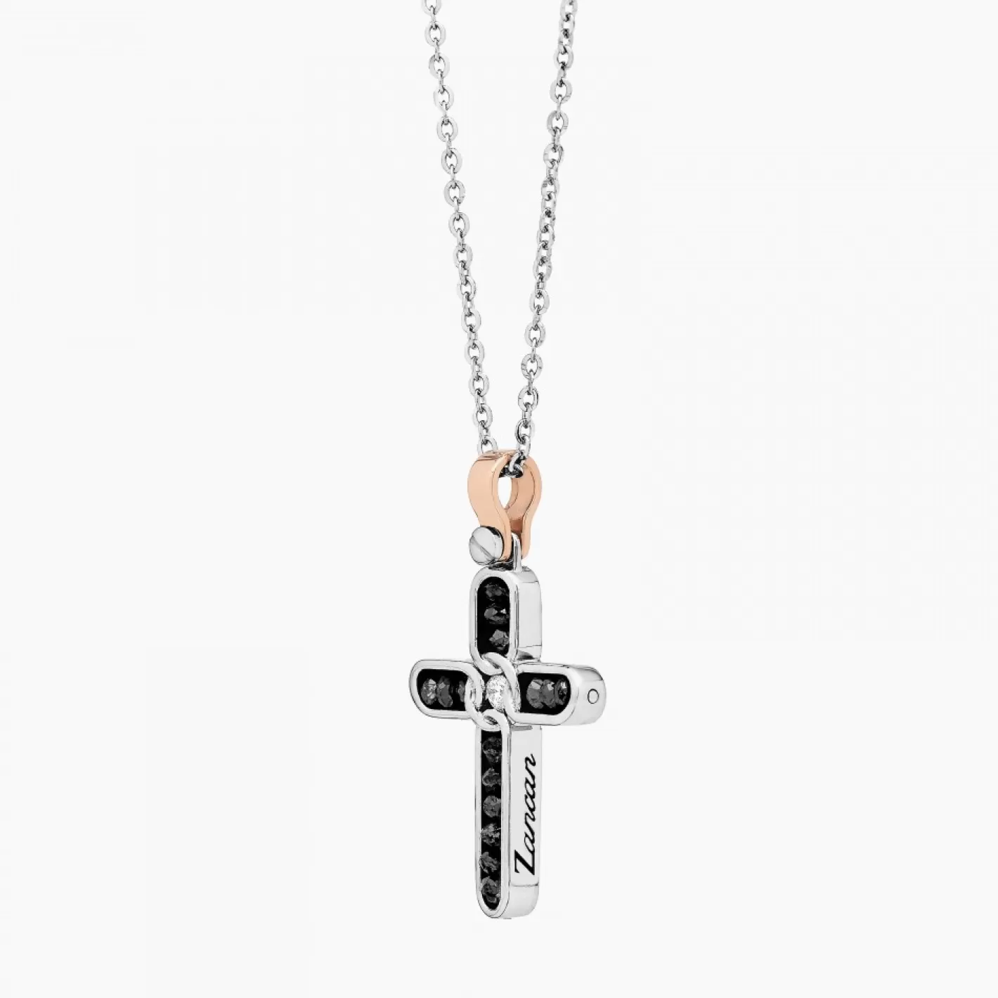 Zancan Gioielli Necklaces>Zancan White Gold Necklace With Cross And Diamonds.
