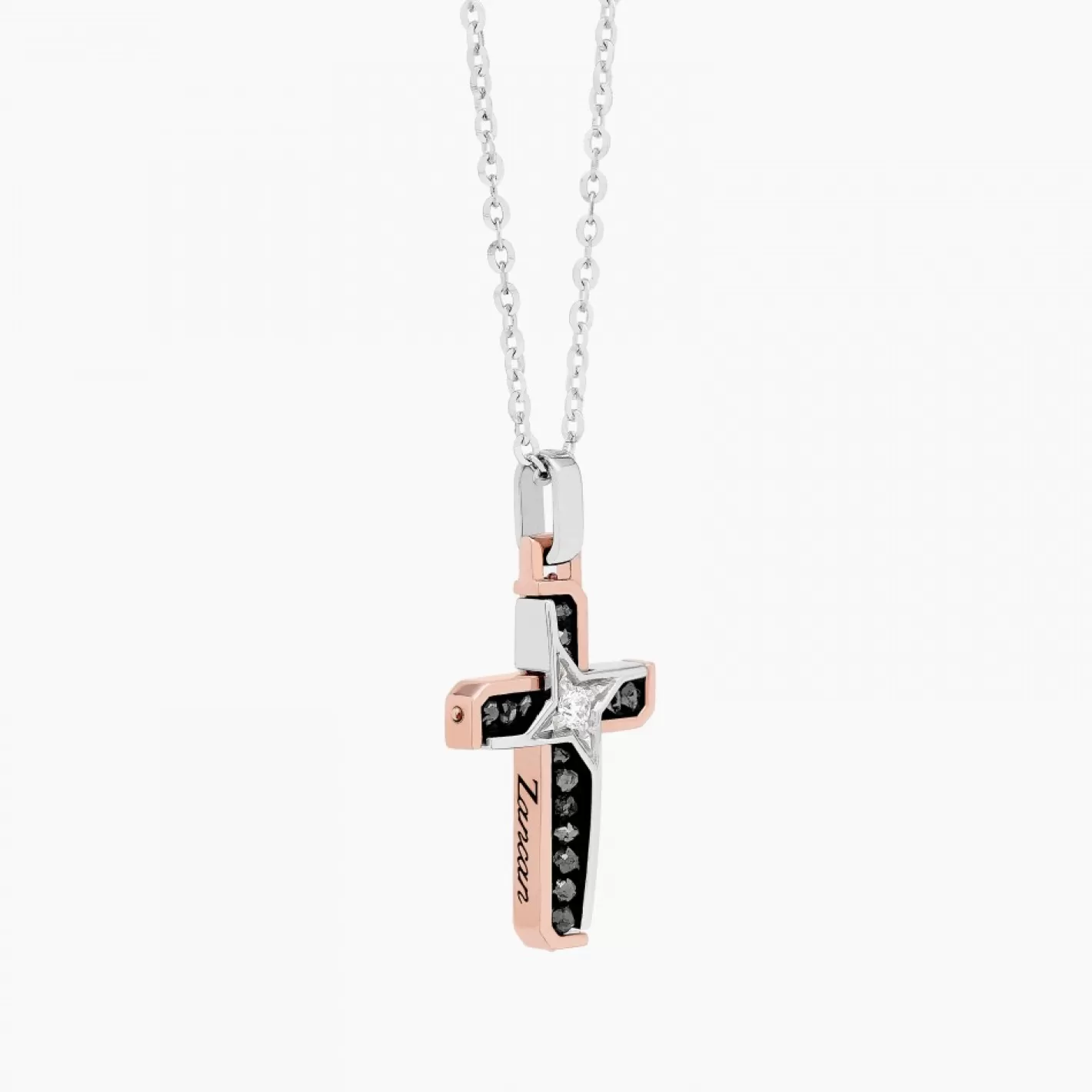Zancan Gioielli Necklaces>Zancan White Gold Necklace With Cross And Diamonds.