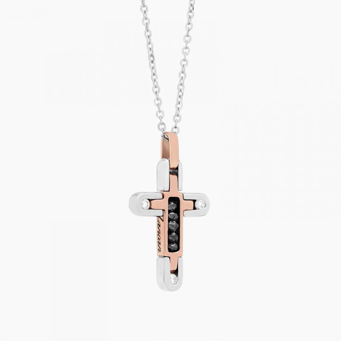 Zancan Gioielli Necklaces>Zancan White Gold Necklace With Cross And Diamonds.
