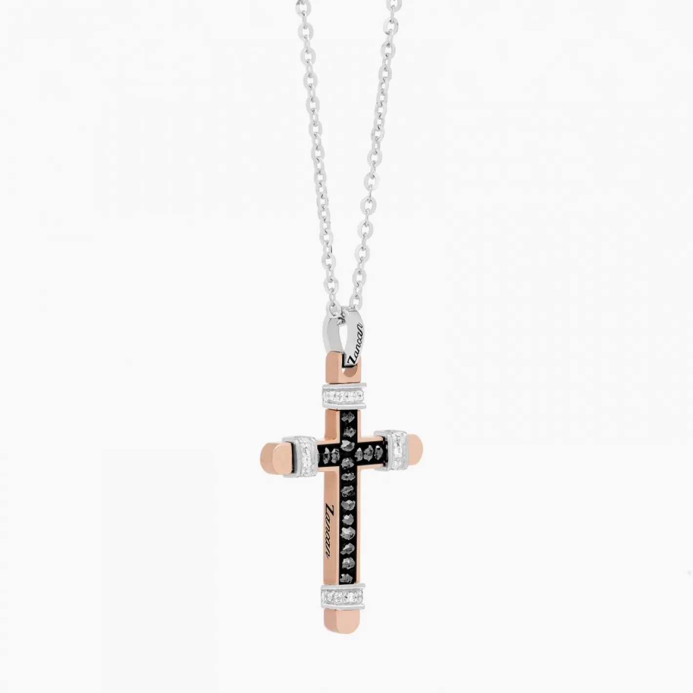 Zancan Gioielli Necklaces>Zancan White Gold Necklace With Cross And Diamonds.