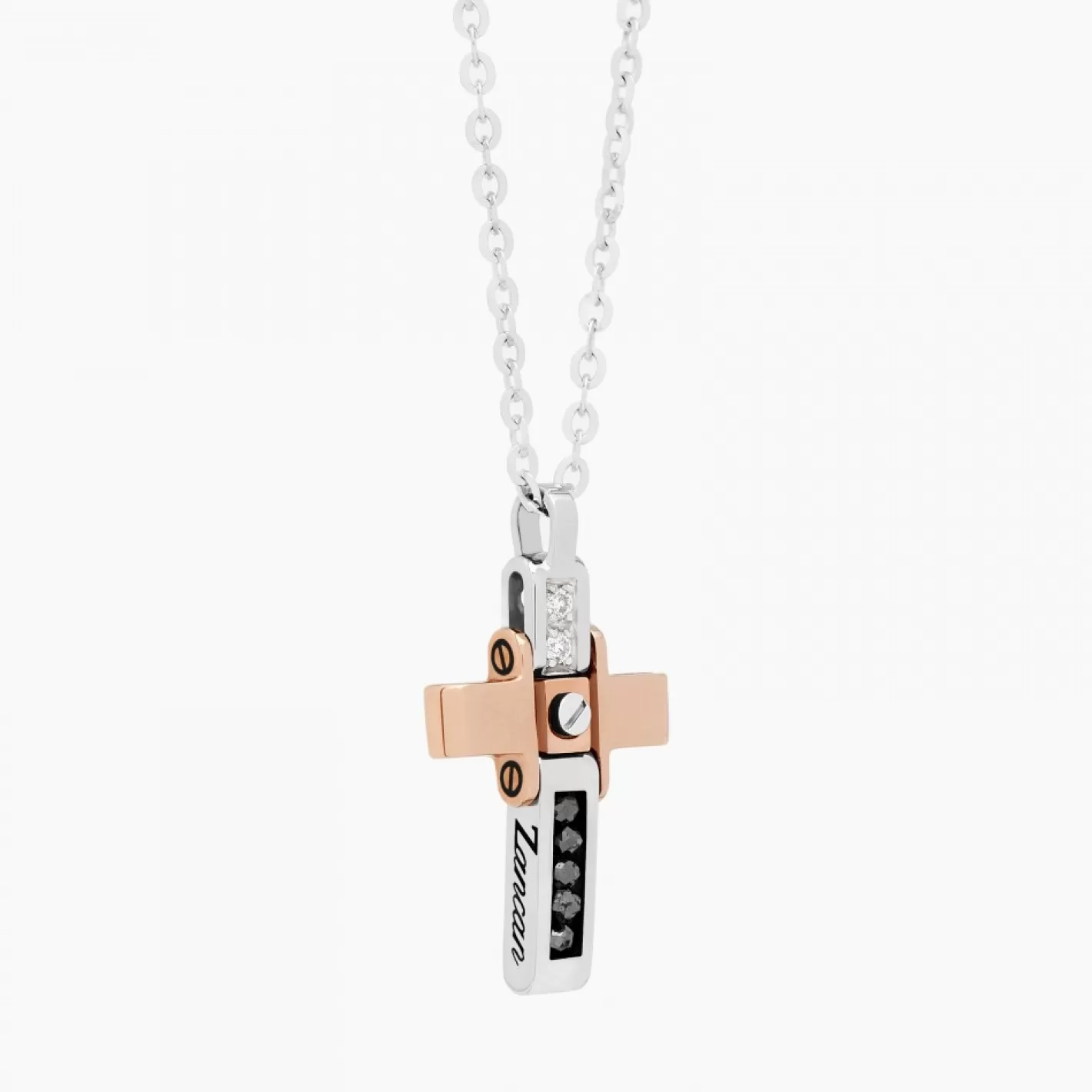 Zancan Gioielli Necklaces>Zancan White Gold Necklace With Cross And Diamonds.