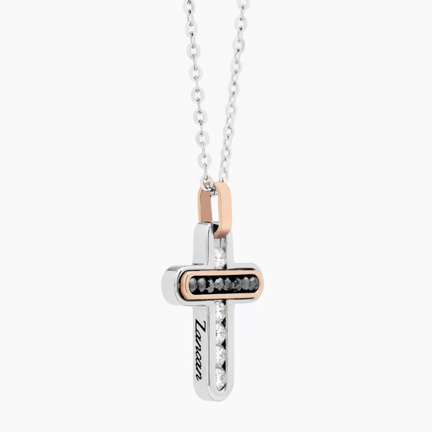 Zancan Gioielli Necklaces>Zancan White Gold Necklace With Cross And Diamonds.