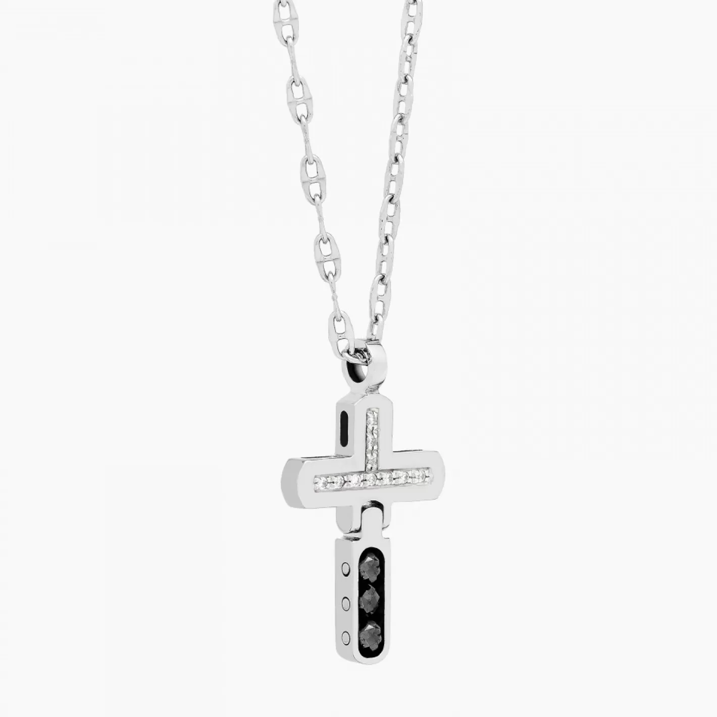 Zancan Gioielli Necklaces>Zancan White Gold Necklace With Cross And Diamonds.