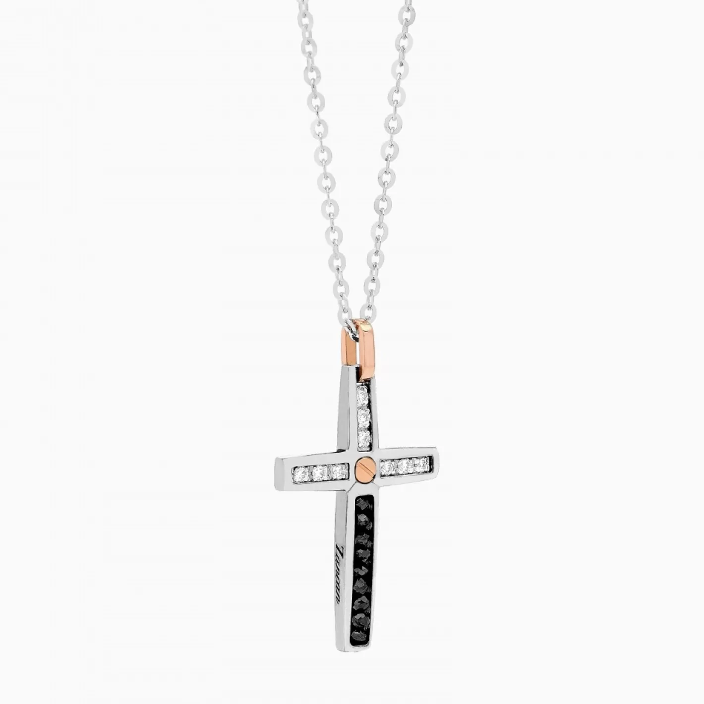Zancan Gioielli Necklaces>Zancan White Gold Necklace With Cross And Diamonds.