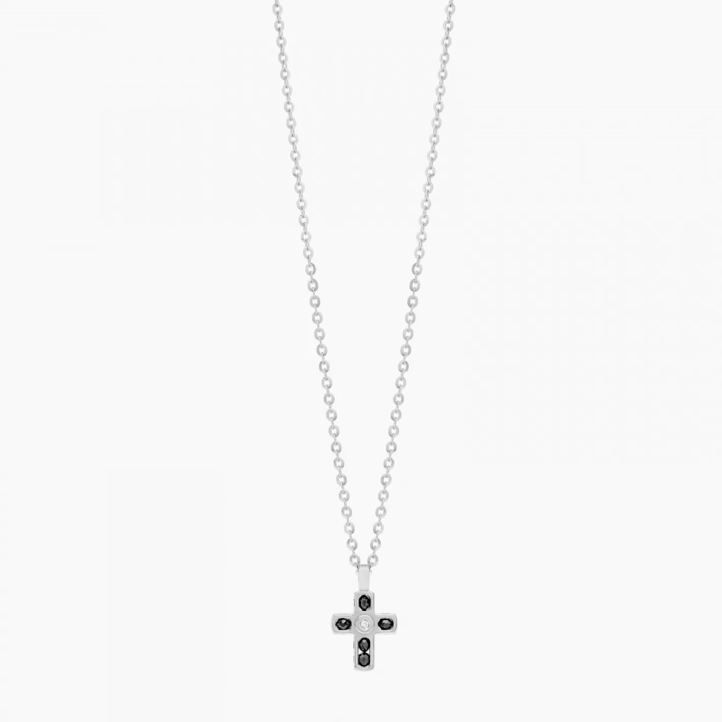 Zancan Gioielli Necklaces>Zancan White Gold Necklace With Cross And Diamonds.