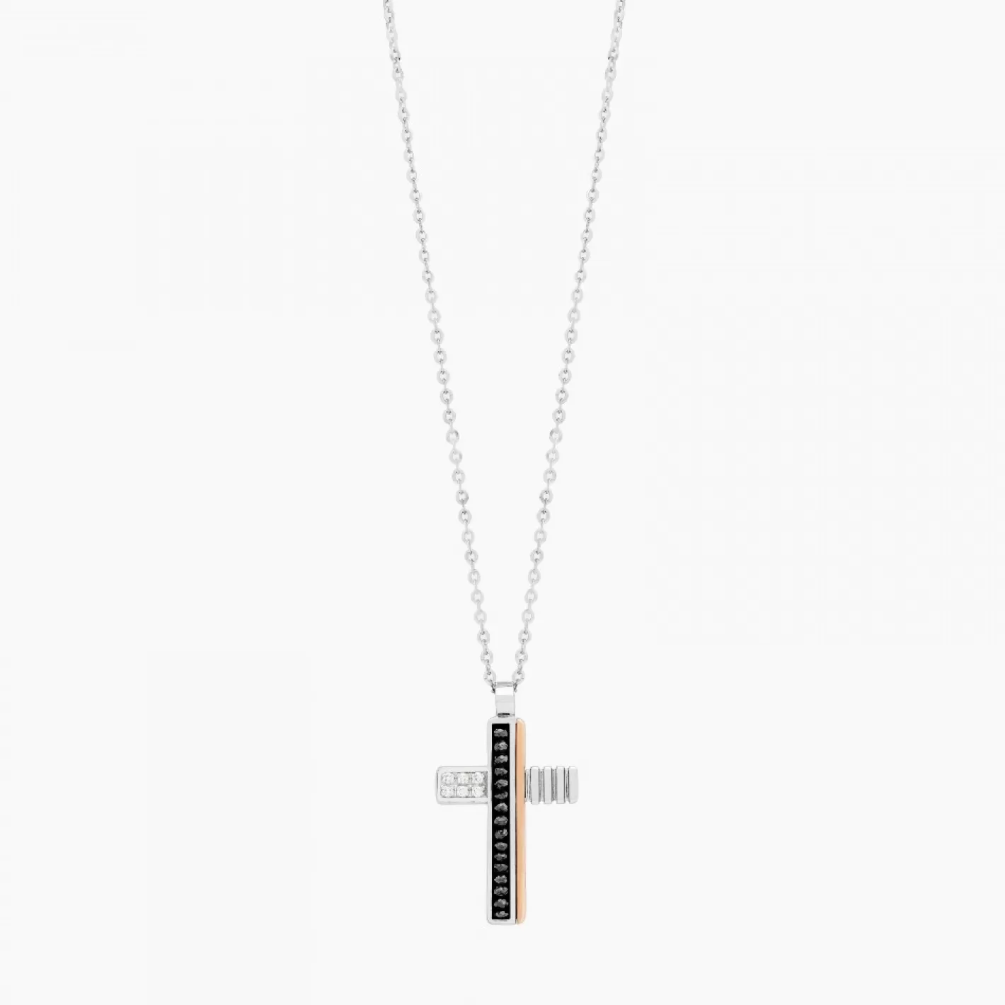 Zancan Gioielli Necklaces>Zancan White Gold Necklace With Cross And Diamonds.