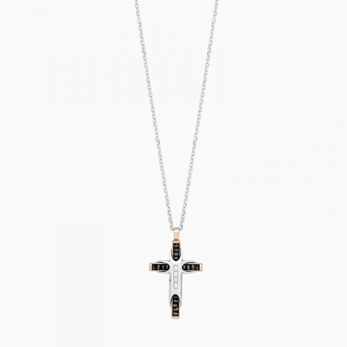 Zancan Gioielli Necklaces>Zancan White Gold Necklace With Cross And Diamonds.
