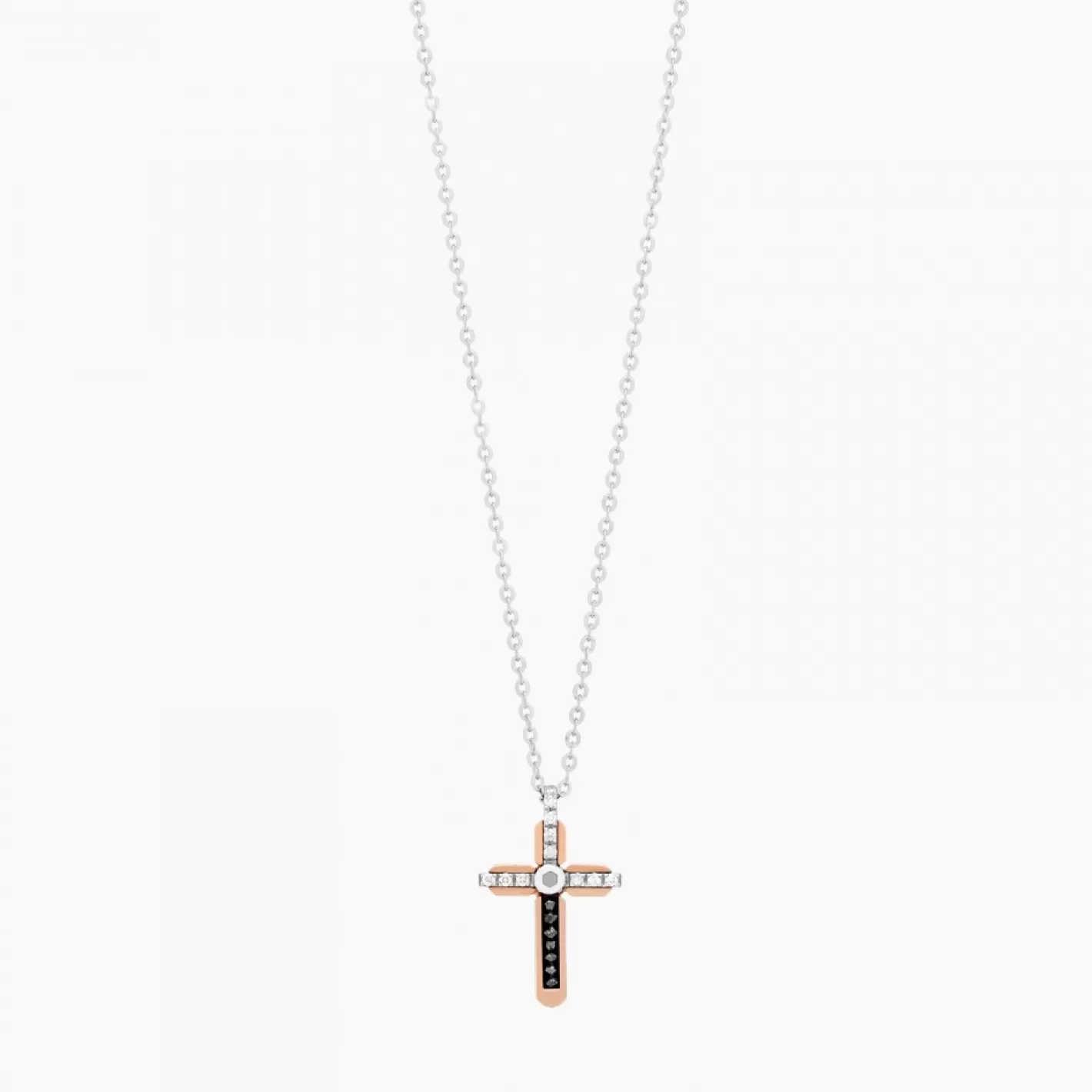 Zancan Gioielli Necklaces>Zancan White Gold Necklace With Cross And Diamonds.