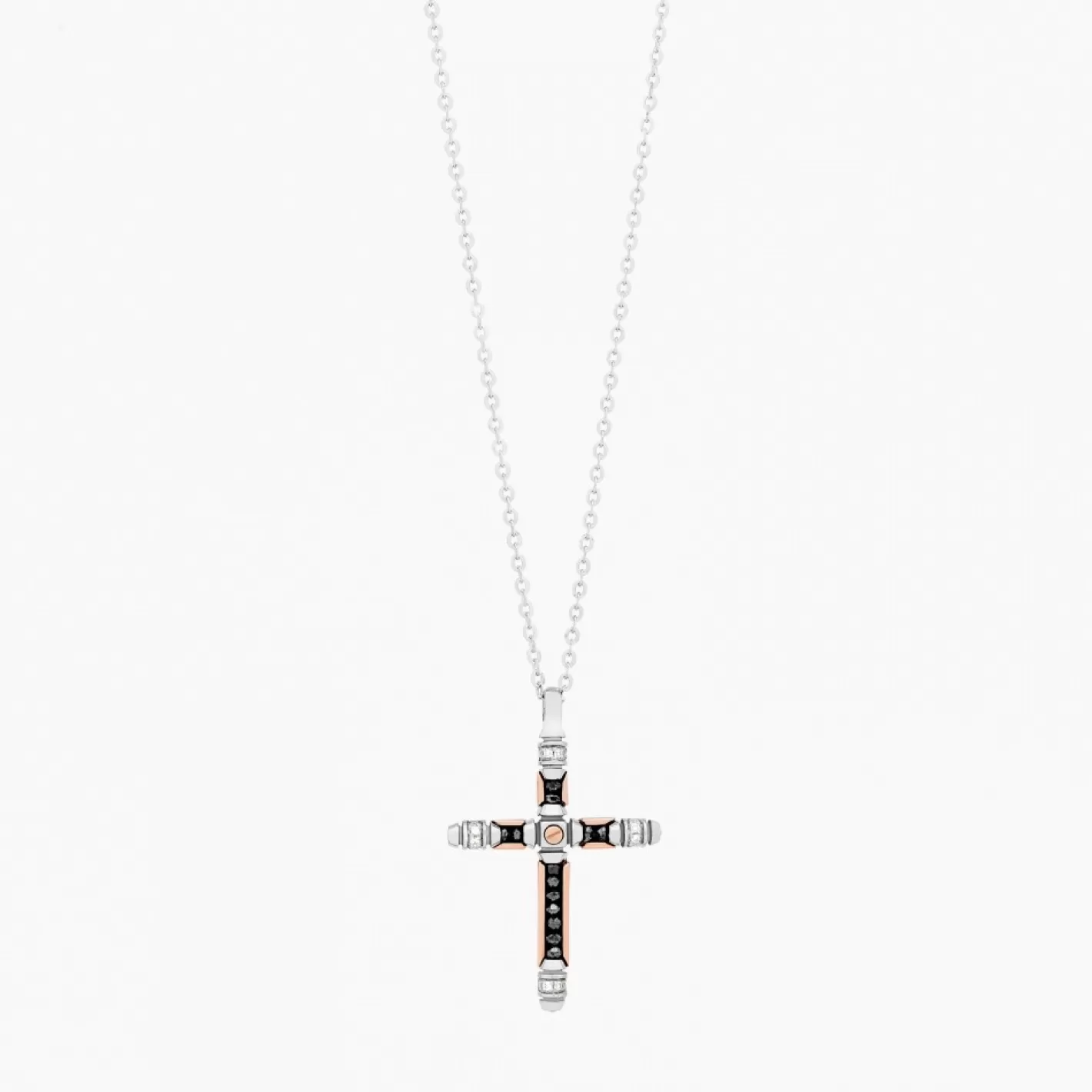 Zancan Gioielli Necklaces>Zancan White Gold Necklace With Cross And Diamonds.