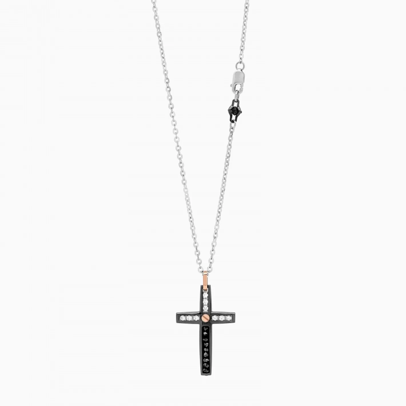 Zancan Gioielli Necklaces>Zancan White Gold Necklace With Cross And Diamonds.