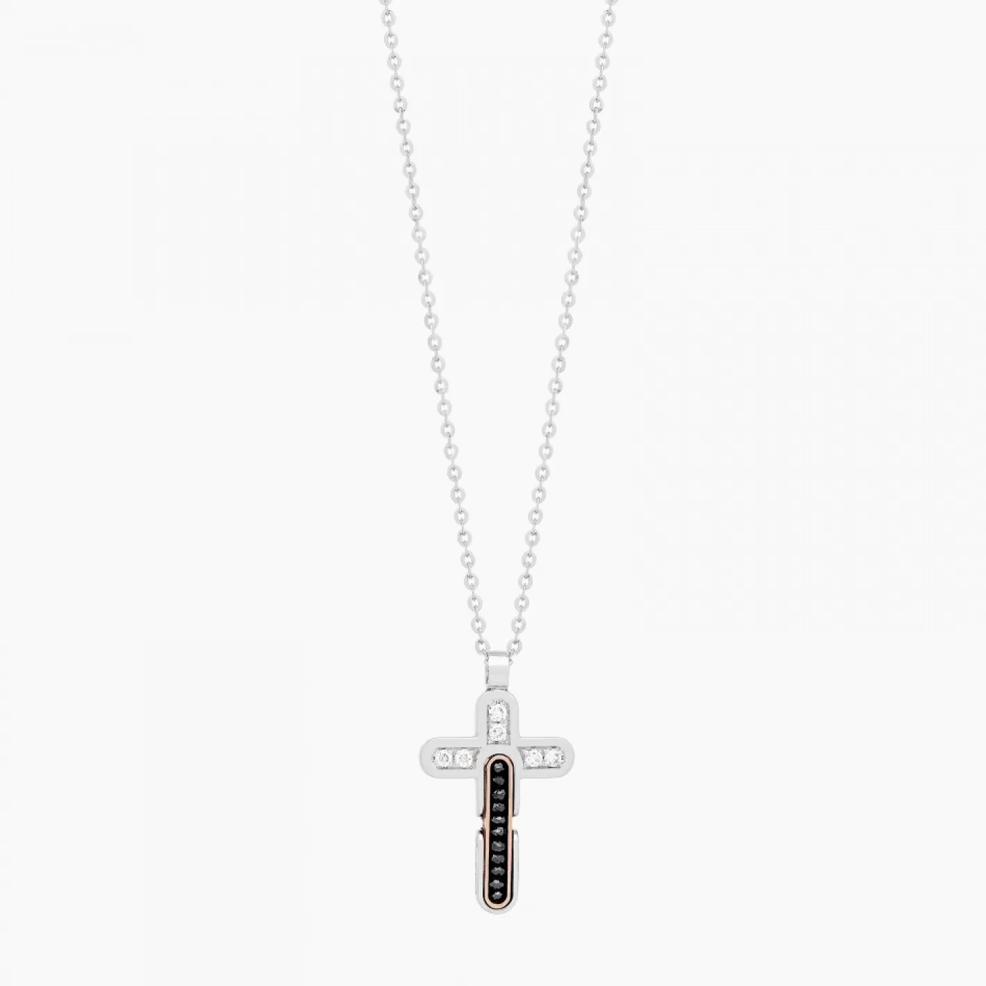 Zancan Gioielli Necklaces>Zancan White Gold Necklace With Cross And Diamonds.