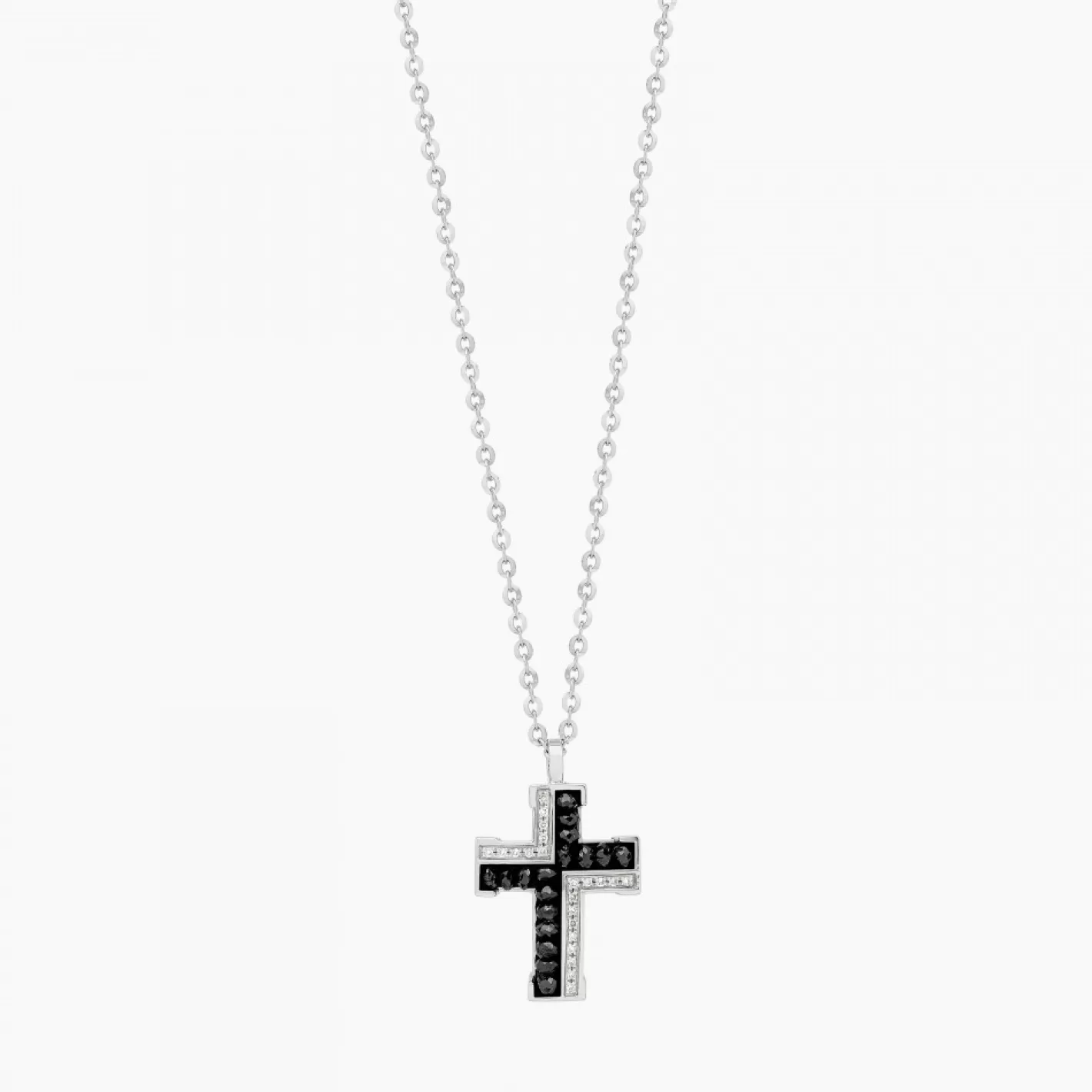 Zancan Gioielli Necklaces>Zancan White Gold Necklace With Cross And Diamonds.