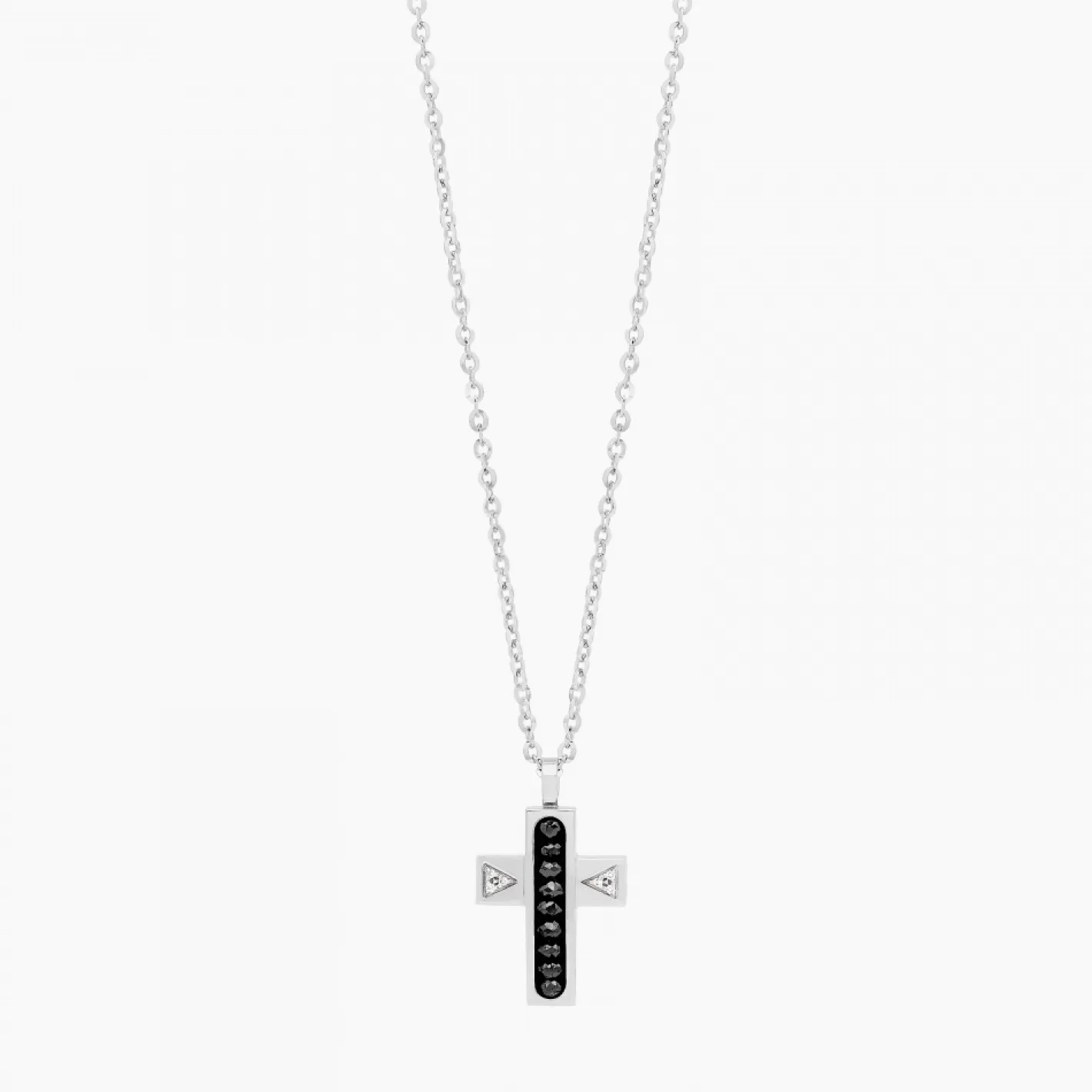 Zancan Gioielli Necklaces>Zancan White Gold Necklace With Cross And Diamonds.