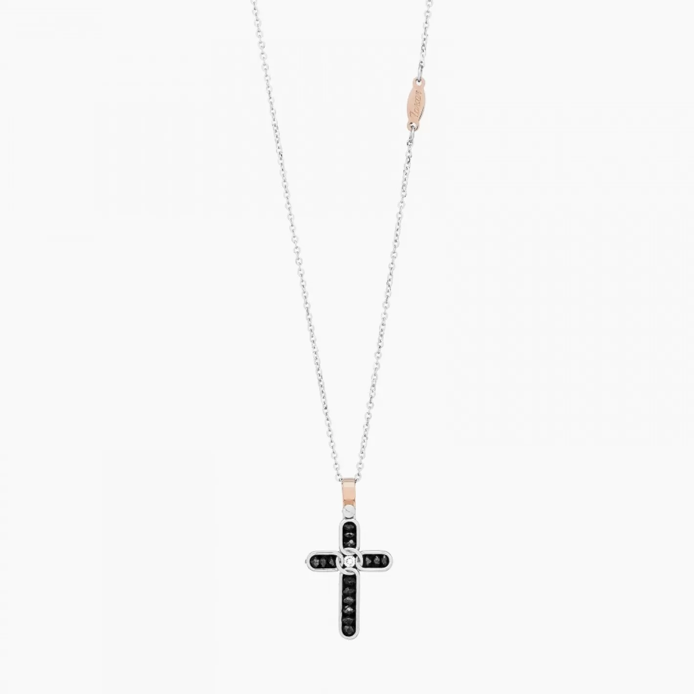 Zancan Gioielli Necklaces>Zancan White Gold Necklace With Cross And Diamonds.