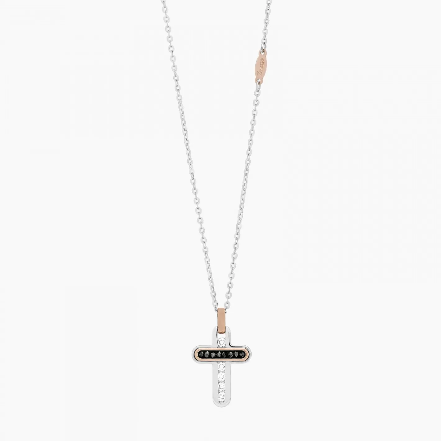 Zancan Gioielli Necklaces>Zancan White Gold Necklace With Cross And Diamonds.