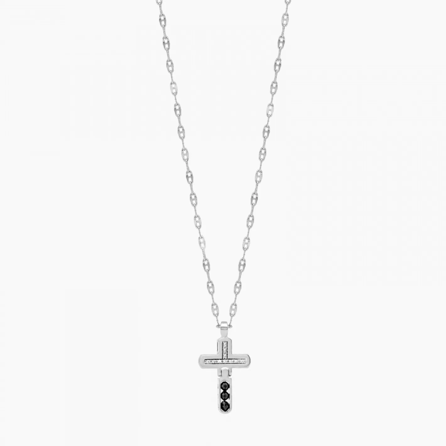 Zancan Gioielli Necklaces>Zancan White Gold Necklace With Cross And Diamonds.